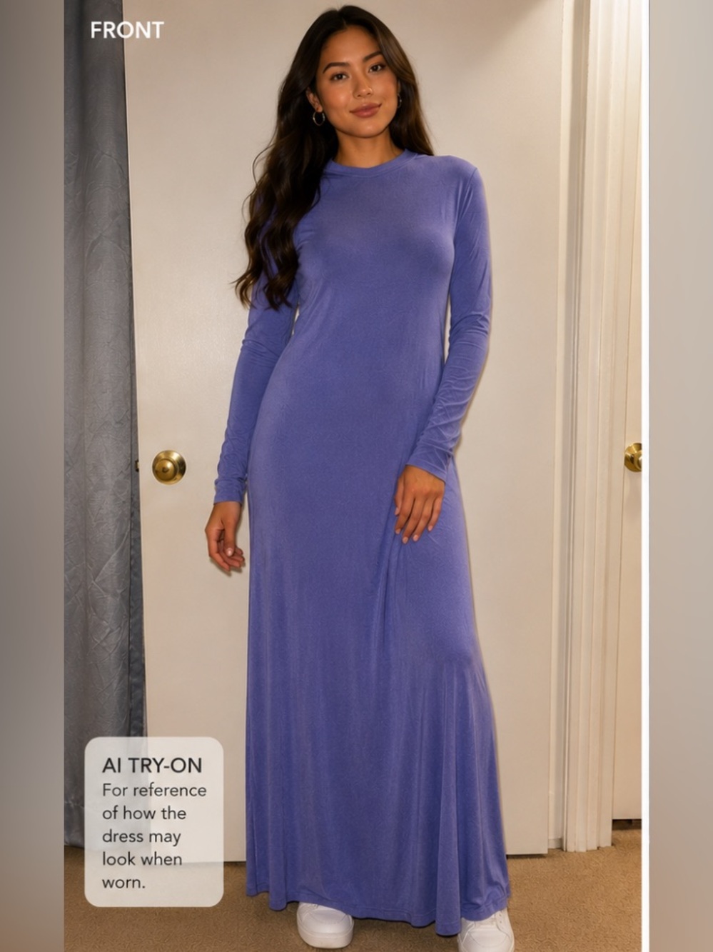 Fashion To Figure Lavender Maxi Dress Long Sleeve Side Slit Size 0 NWT